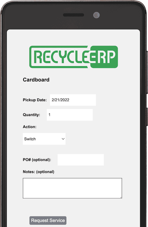 Mobile service request view in RecycleERP