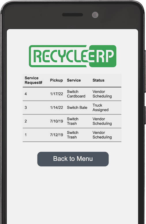 Mobile service status in RecycleERP